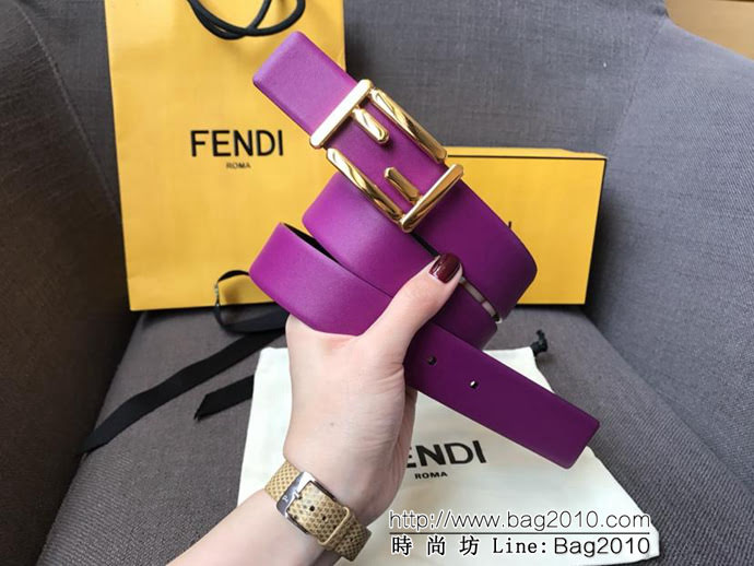 FENDI芬迪 實物拍攝 最新爆款 柔軟小牛皮皮帶 雙F標誌 BAGUETTE系列 時尚百搭款女款皮帶  xfp1300